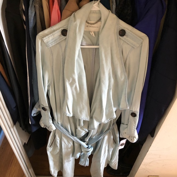 BCBG Chambray Trench Coat - Picture 3 of 4